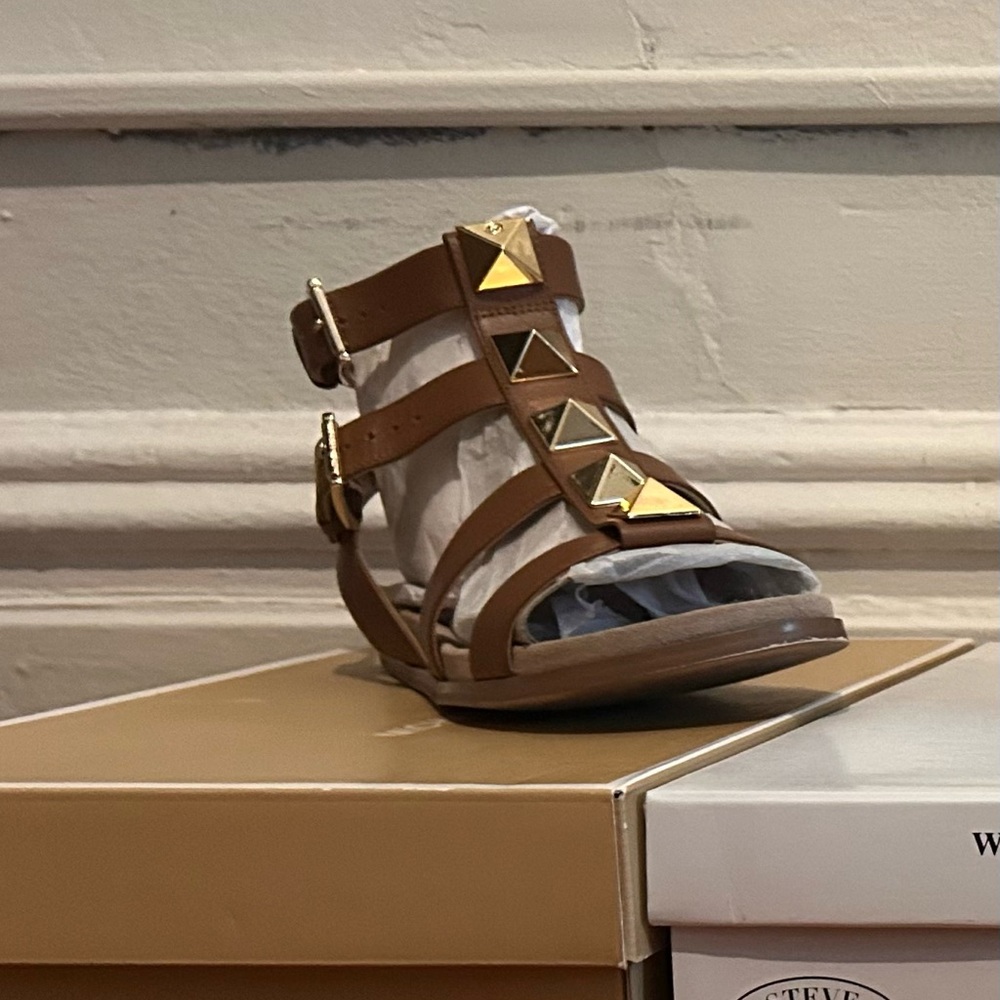 Michael Kors Brown Sandals with Gold Details